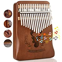Kalimba 17 Teclas-JanTeelGO Piano de dedo Mbira con madera de caoba de alta calidad- martillo de afinación e instrucción…